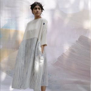 Runaway Bicycle Indian Khadi Cotton & Silk Dress S